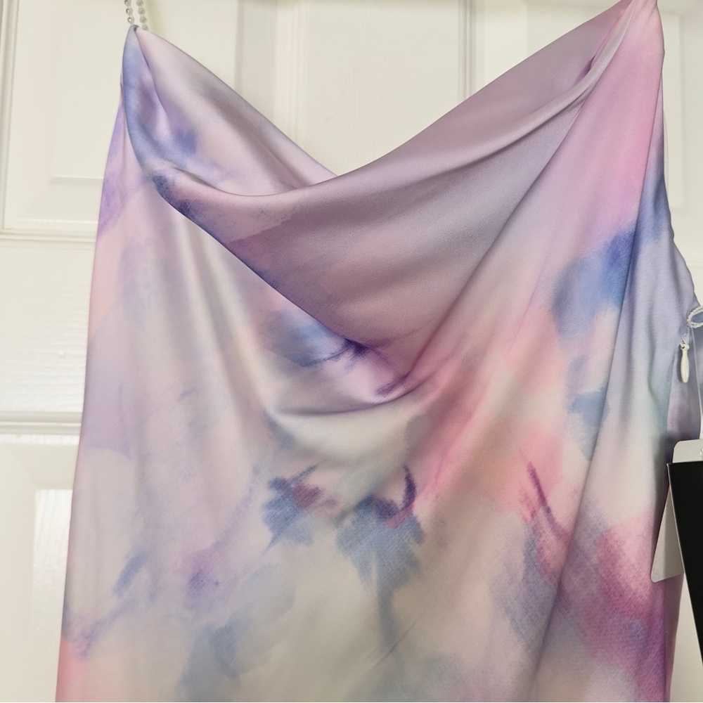 Aidan by Aidan Mattox Pastel Tie-Dye Cowl Neck Maxi Dress Gown Size 6 NWT - Picture 5 of 16